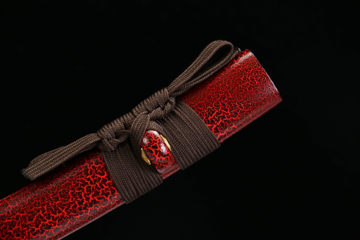 IMG_4988 1065 steel - pure handmade Japanese katana - green leather sheath - zinc alloy fittings - reddish brown - skyfire