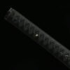 Patterned Steel - Handmade Japanese Katana - Green Leather Scabbard - Iron Harness - Black Sky