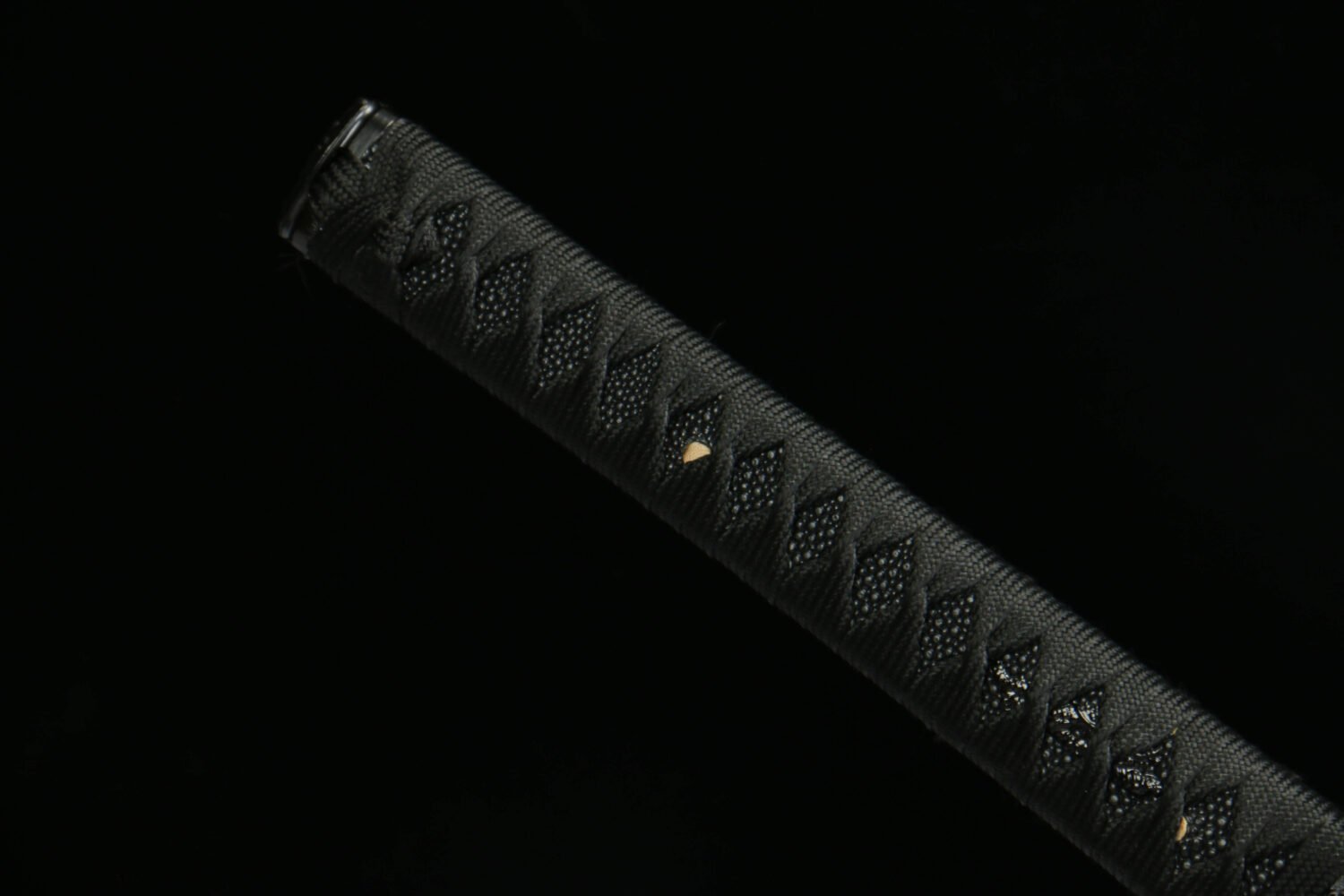 Patterned Steel - Handmade Japanese Katana - Green Leather Scabbard - Iron Harness - Black Sky