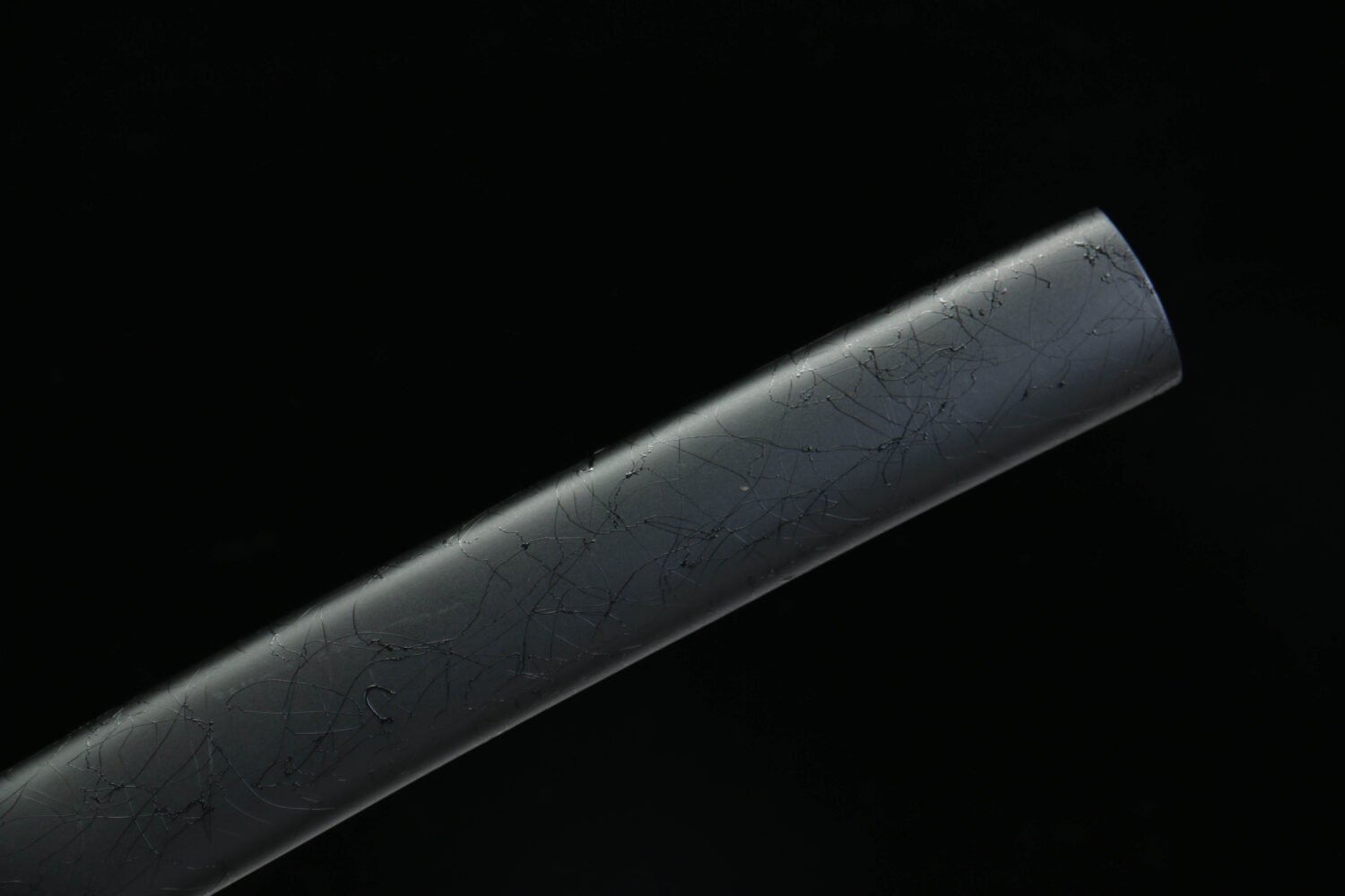 Patterned Steel - Handmade Japanese Katana - Green Leather Scabbard - Iron Harness - Black Sky