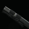 Patterned Steel - Handmade Japanese Katana - Green Leather Scabbard - Iron Harness - Black Sky