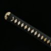 T10 steel - pure handmade Japanese katana - earth-covered burnished blade - T-shaped burnishing + 1-level grinding - green leather sheath - copper-plated gilded silver - starlight