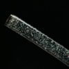 T10 steel - pure handmade Japanese katana - earth-covered burnished blade - T-shaped burnishing + 1-level grinding - green leather sheath - copper-plated gilded silver - starlight