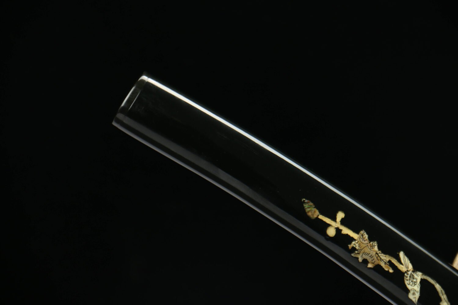 1060 steel - pure hand-forged samurai sword - covered with earth and burnt blade - shell sheath - copper-plated gilded silver - Jinlin