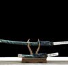 IMG_5155-2 T10 Steel - Hand-Forged Katana - Earth-Coated Blade - Green Leather Scabbard - Zinc Alloy Hardware - Ghost of Tsushima (Burning Blade)