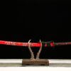 Patterned Steel - Pure Hand-Forged Katana - Green Leather Scabbard - Alloy Equipment - Flame Dragon