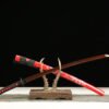 Patterned Steel - Pure Hand-Forged Katana - Green Leather Scabbard - Alloy Equipment - Flame Dragon