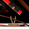 Patterned Steel - Pure Hand-Forged Katana - Green Leather Scabbard - Alloy Equipment - Flame Dragon