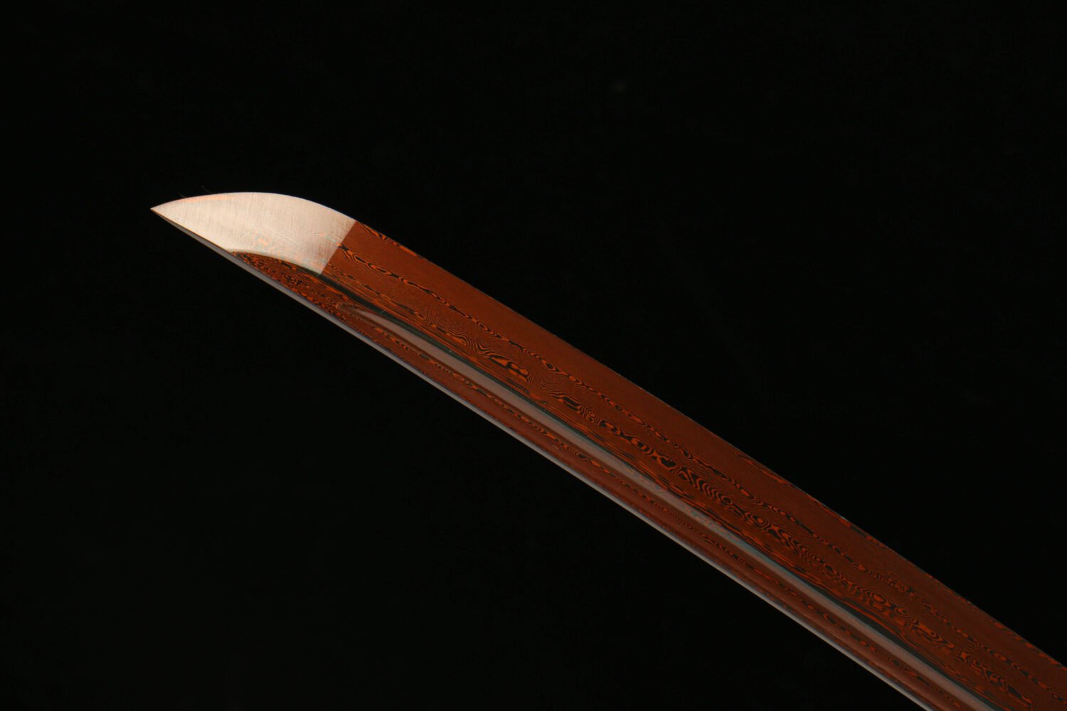 Patterned Steel - Pure Hand-Forged Katana - Green Leather Scabbard - Alloy Equipment - Flame Dragon