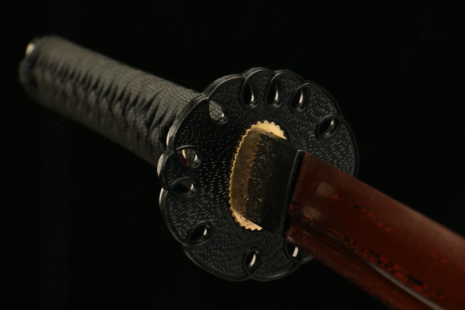 Patterned Steel - Pure Hand-Forged Katana - Green Leather Scabbard - Alloy Equipment - Flame Dragon