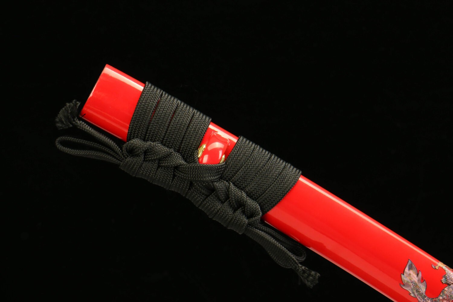 Patterned Steel - Pure Hand-Forged Katana - Green Leather Scabbard - Alloy Equipment - Flame Dragon