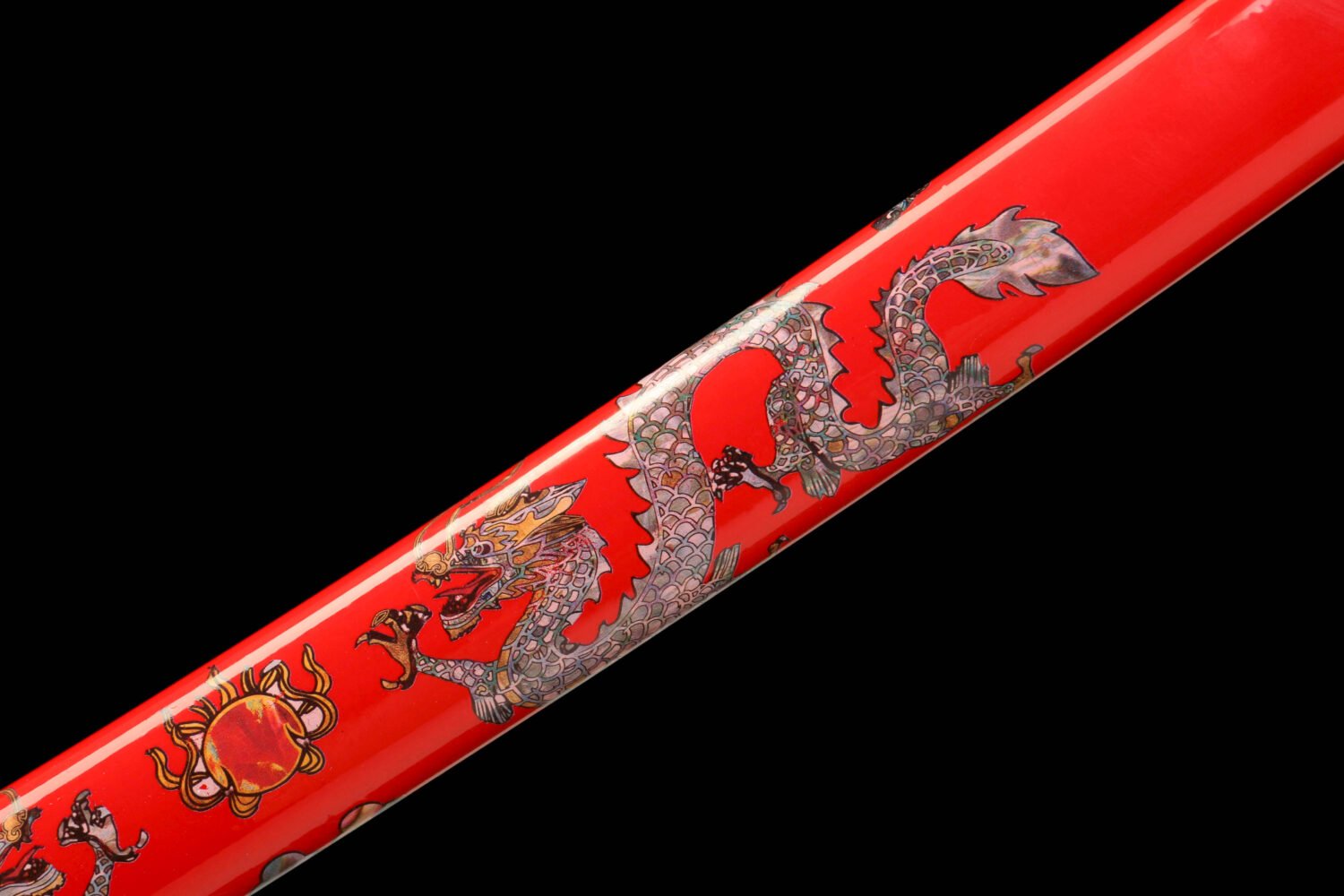 Patterned Steel - Pure Hand-Forged Katana - Green Leather Scabbard - Alloy Equipment - Flame Dragon