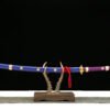 1045 steel - pure hand-forged samurai sword - green leather sheath - alloy equipment - special craftsmanship - purple Yan Mo