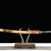 1045 steel - pure hand-forged samurai sword - green leather sheath - zinc alloy harness - black wolf gold pattern