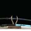 1045 steel - pure handmade Japanese katana - green leather sheath - zinc alloy fittings - Dusk Fang