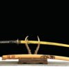 1045 steel - pure hand-forged samurai sword - green leather sheath - zinc alloy harness - black wolf gold pattern