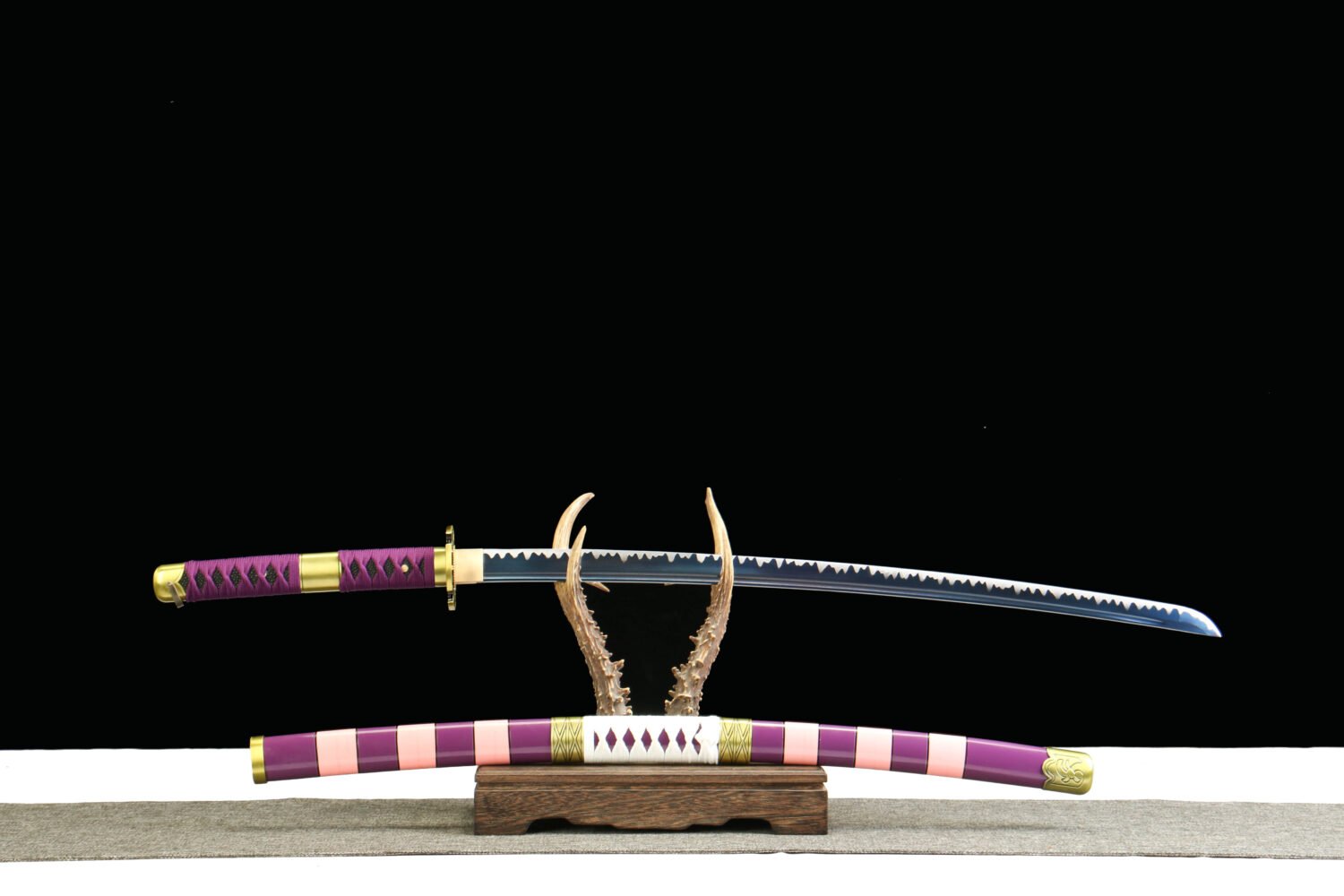 1045 steel - pure hand-forged samurai sword - green leather sheath - alloy equipment - special craftsmanship - 2nd generation Kitetsu