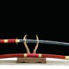 1045 steel - pure hand-forged samurai sword - green leather sheath - alloy fittings - special craftsmanship - red - 3rd generation Kitetsu