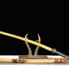 1045 steel - pure hand-forged samurai sword - green leather sheath - zinc alloy harness - black wolf gold pattern