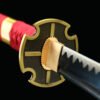 1045 steel - pure hand-forged samurai sword - green leather sheath - alloy fittings - special craftsmanship - red - 3rd generation Kitetsu