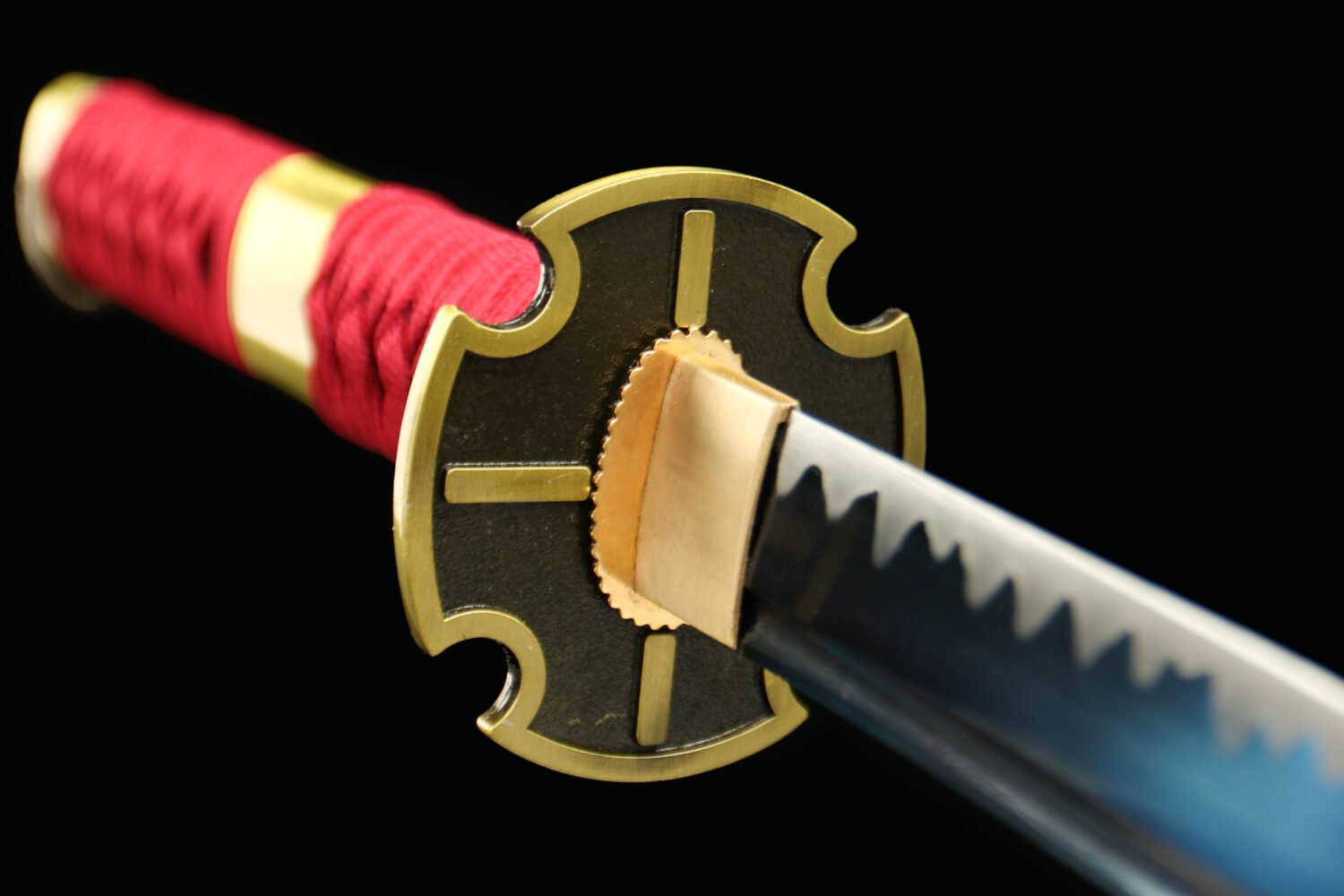 1045 steel - pure hand-forged samurai sword - green leather sheath - alloy fittings - special craftsmanship - red - 3rd generation Kitetsu