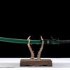 IMG_5693 1065 steel - pure hand-forged samurai sword - iron fittings - green leather sheath - green - Luqifeng