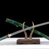 IMG_5708 1065 steel - pure hand-forged samurai sword - iron fittings - green leather sheath - green - emerald gold blade