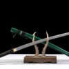 IMG_5713 1065 steel - pure hand-forged samurai sword - iron fittings - green leather sheath - green - Luqifeng