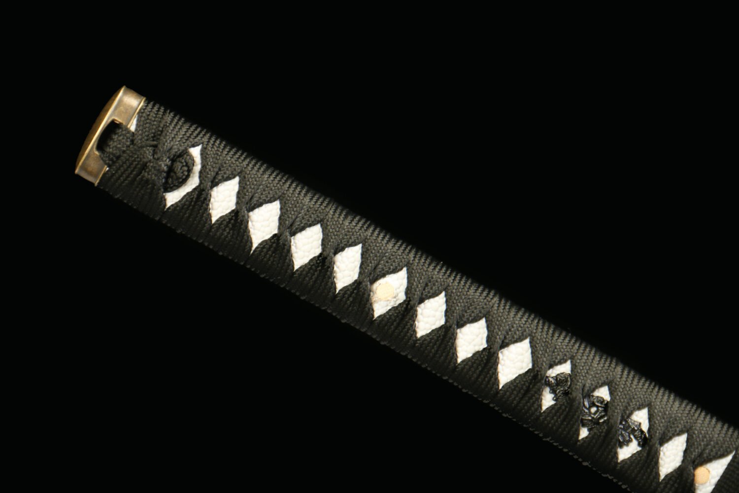1045 steel - pure hand-forged samurai sword - green leather sheath - zinc alloy harness - black wolf gold pattern