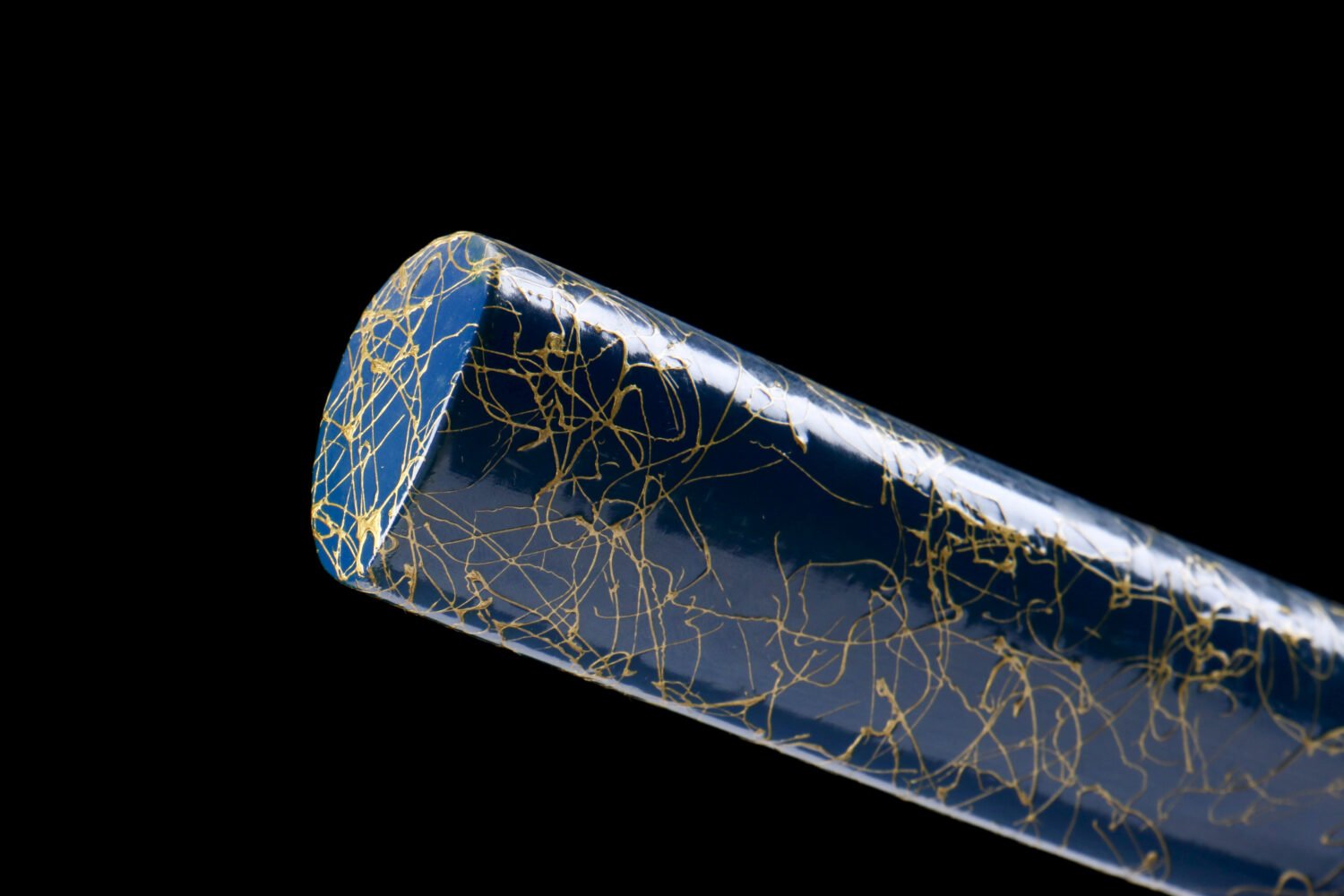 IMG_5751 1065 steel - pure handmade Japanese katana - iron fittings - green leather sheath - blue - pale bone