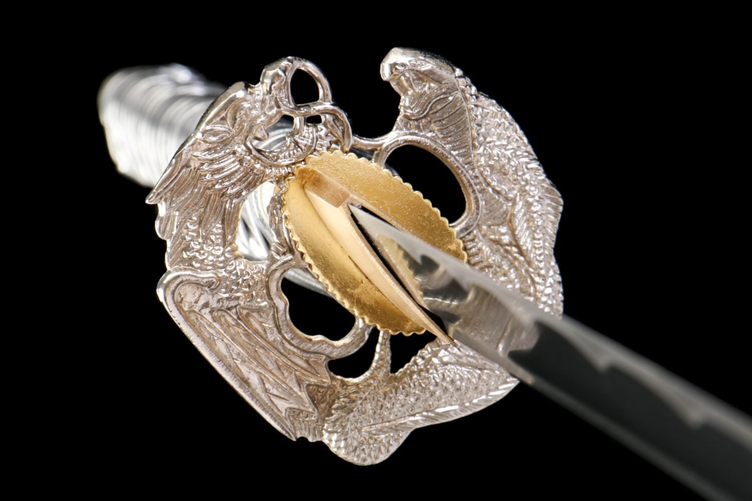 IMG_5792 1065 steel - pure hand-forged samurai sword - iron fittings - green leather sheath - black - silver skeleton