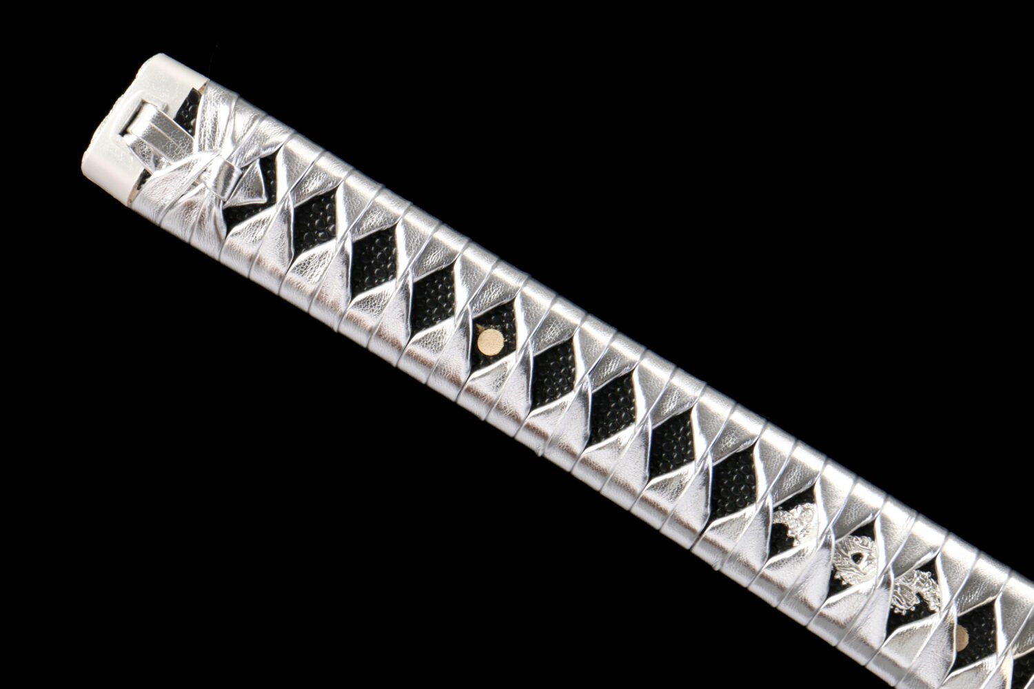 IMG_5799 1065 steel - pure hand-forged samurai sword - iron fittings - green leather sheath - black - silver skeleton