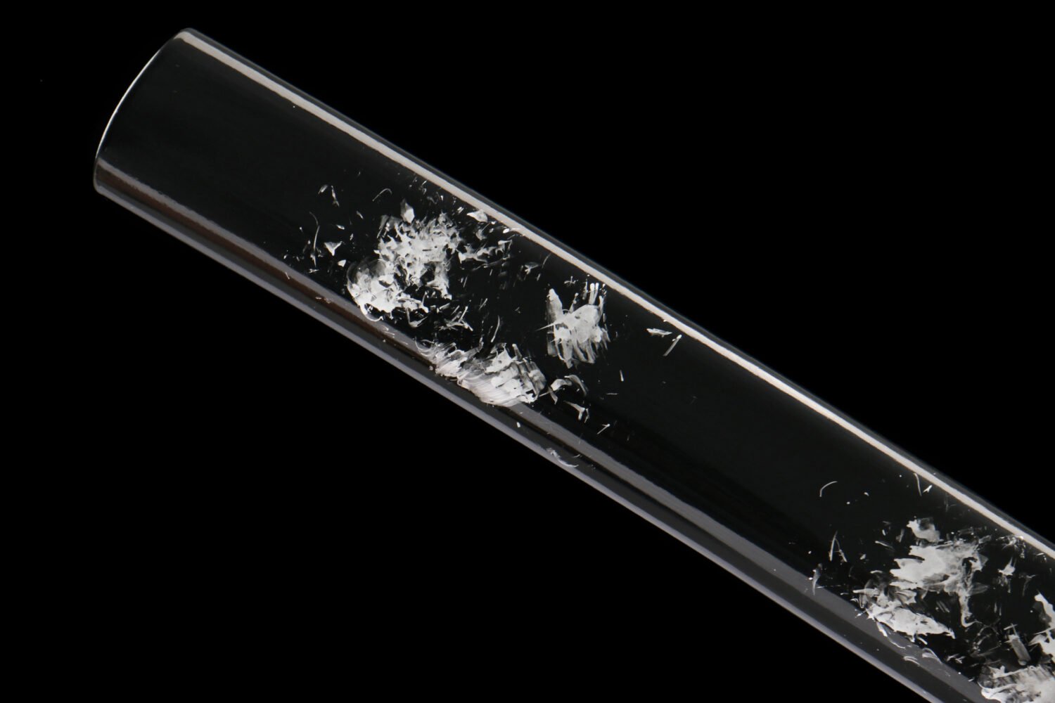 IMG_5811 1065 steel - pure hand-forged samurai sword - iron fittings - green leather sheath - black - silver skeleton