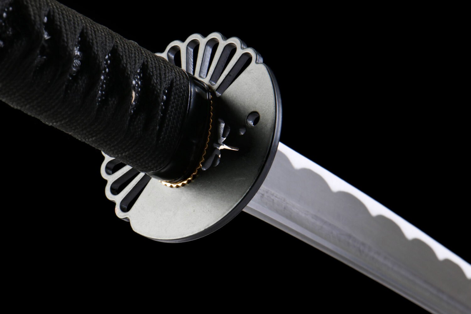 IMG_5819 1065 steel - pure hand-forged samurai sword - iron fittings - green leather sheath - green - Luqifeng