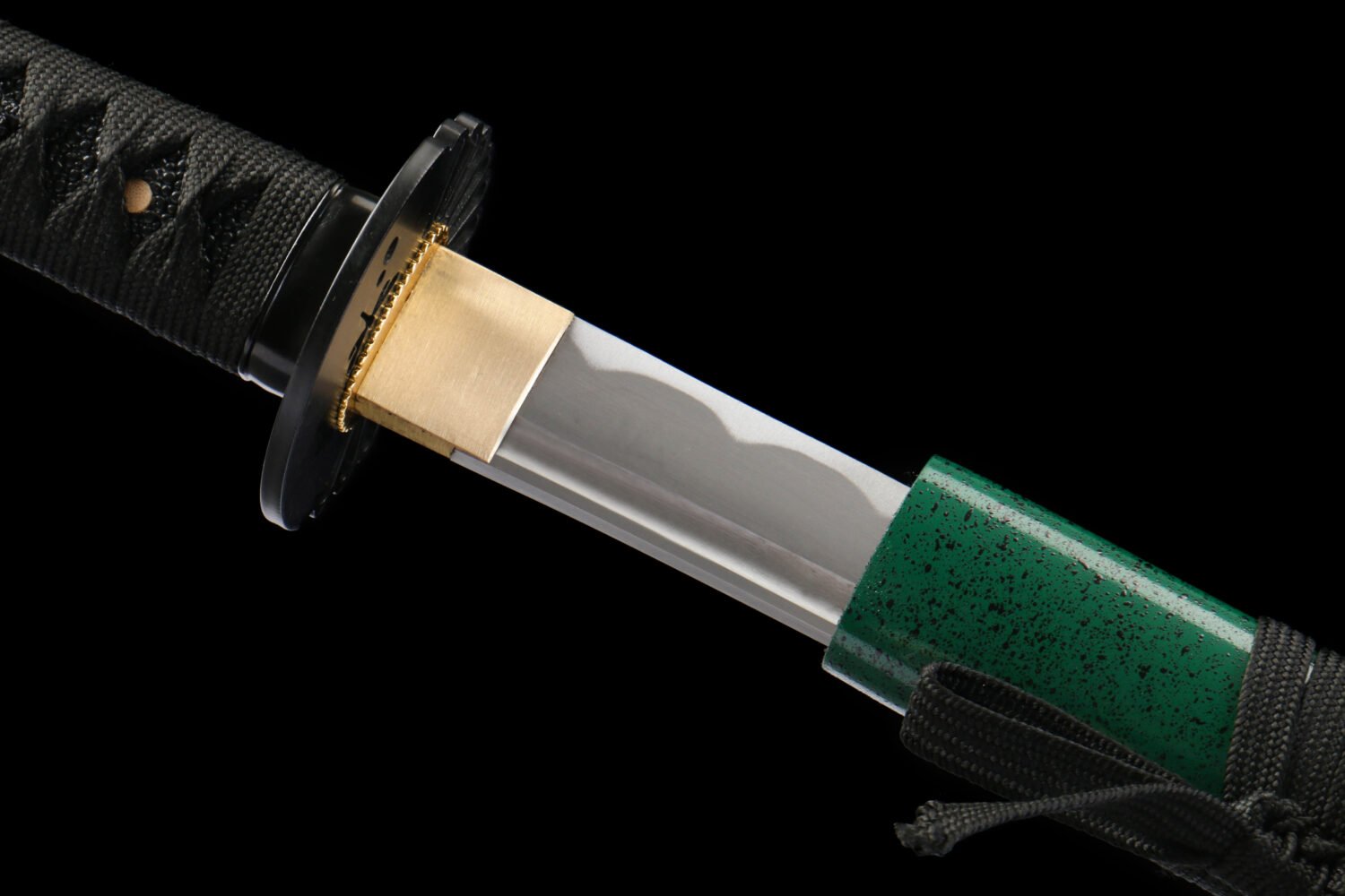 IMG_5823 1065 steel - pure hand-forged samurai sword - iron fittings - green leather sheath - green - Luqifeng