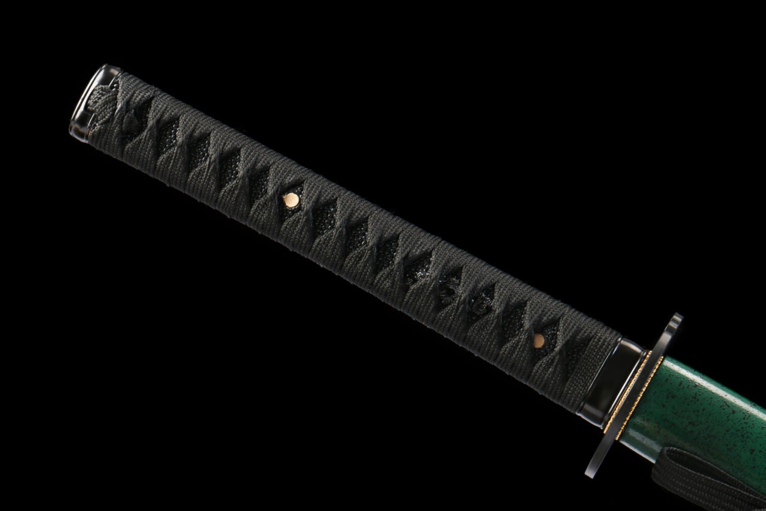 IMG_5825 1065 steel - pure hand-forged samurai sword - iron fittings - green leather sheath - green - Luqifeng