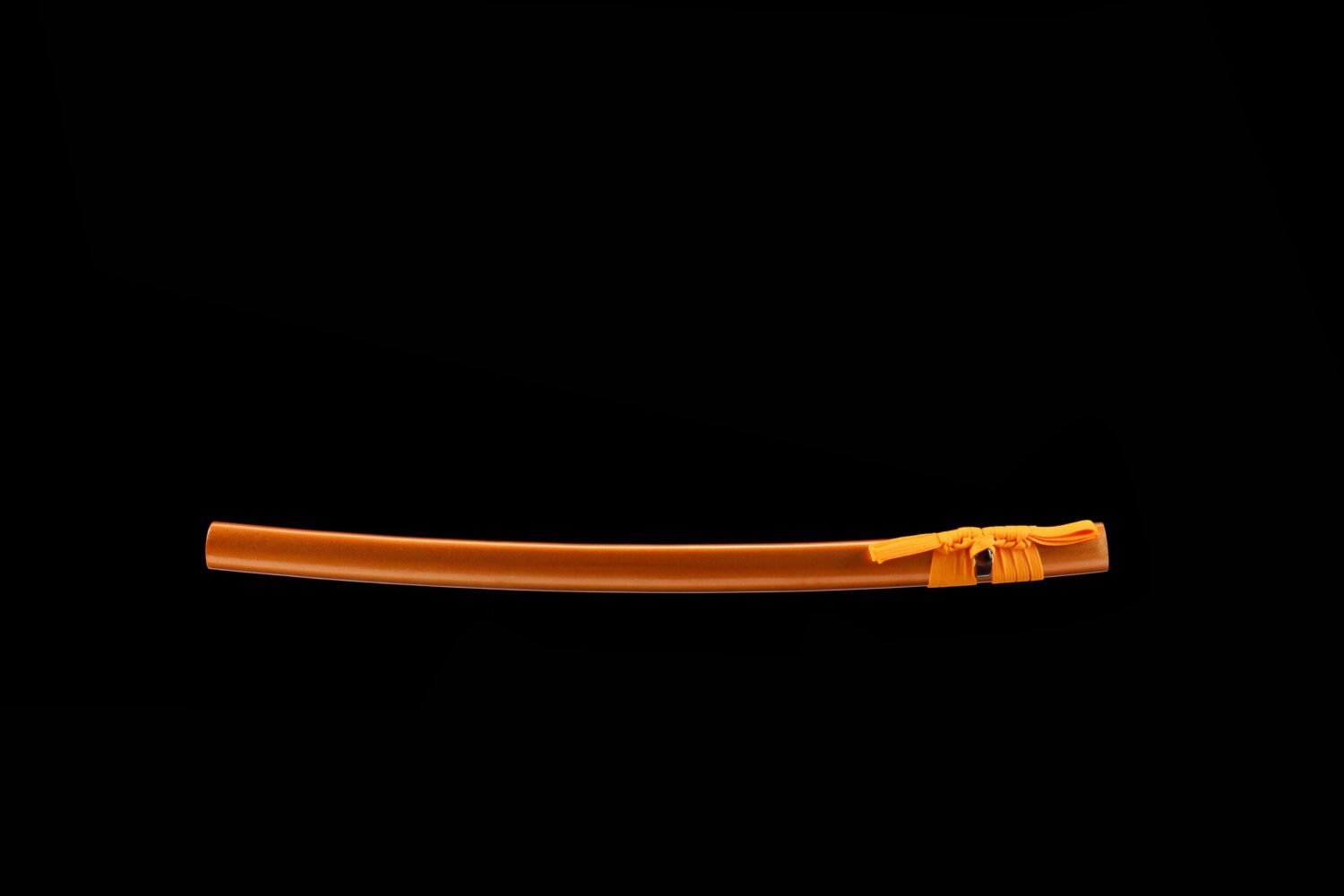 IMG_5859 1065 steel - pure handmade Japanese katana - iron fittings - green leather sheath - gold - red light