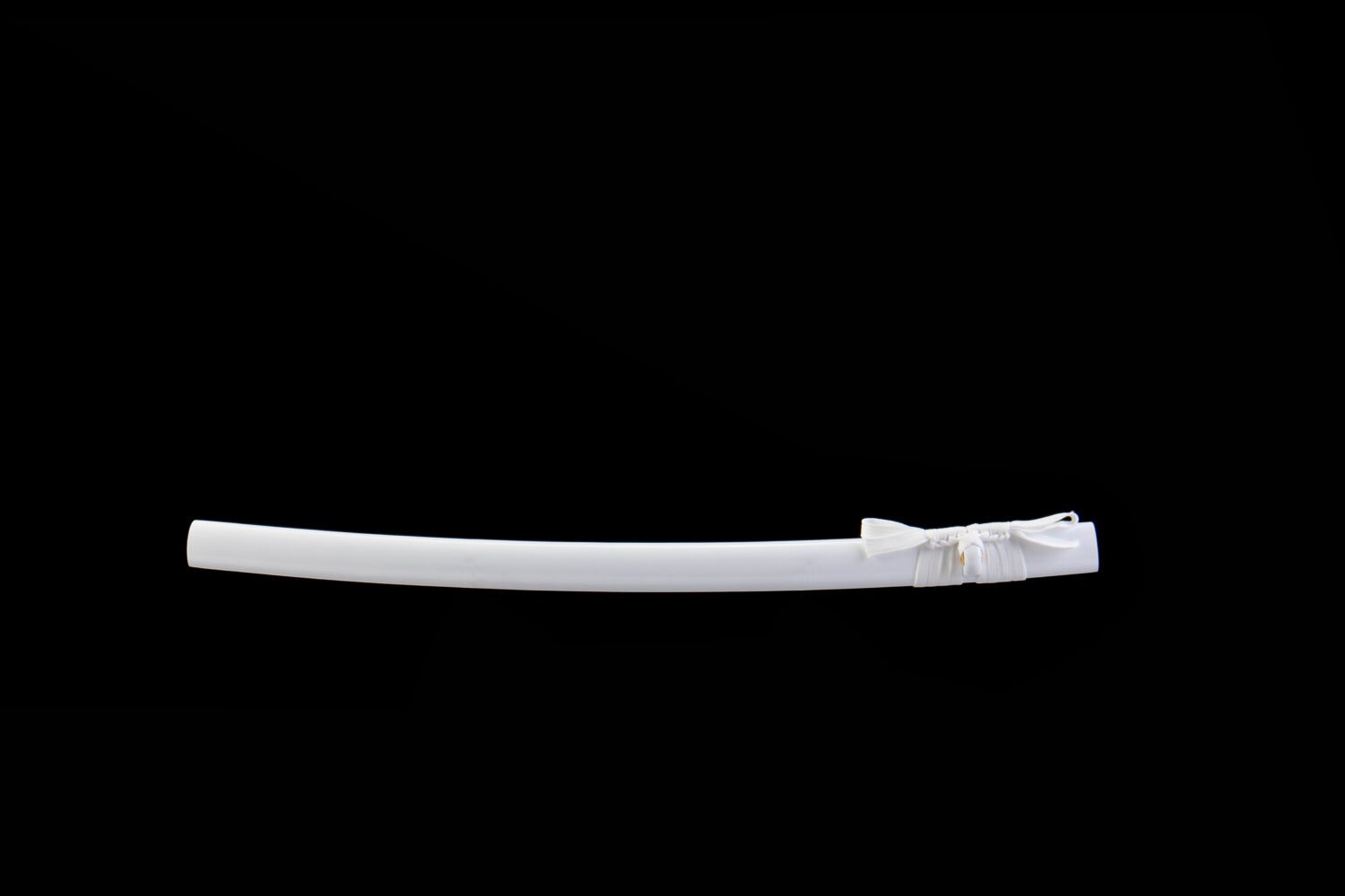 1065 steel - pure handmade Japanese katana - iron fittings - green leather sheath - white - snow