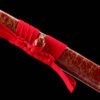 IMG_5875 1065 steel - pure hand-forged samurai sword - green leather sheath - iron fittings - red - burning edge