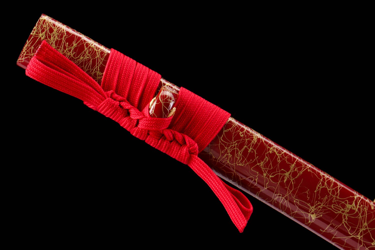 IMG_5875 1065 steel - pure hand-forged samurai sword - green leather sheath - iron fittings - red - burning edge