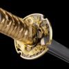 IMG_5906 1065 steel - pure handmade Japanese samurai sword - iron fittings - green leather sheath - gold - golden dragon