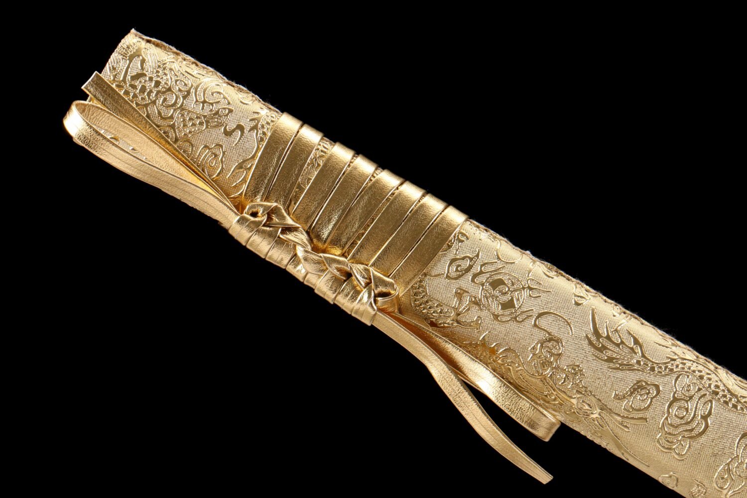 IMG_5911 1065 steel - pure handmade Japanese samurai sword - iron fittings - green leather sheath - gold - golden dragon