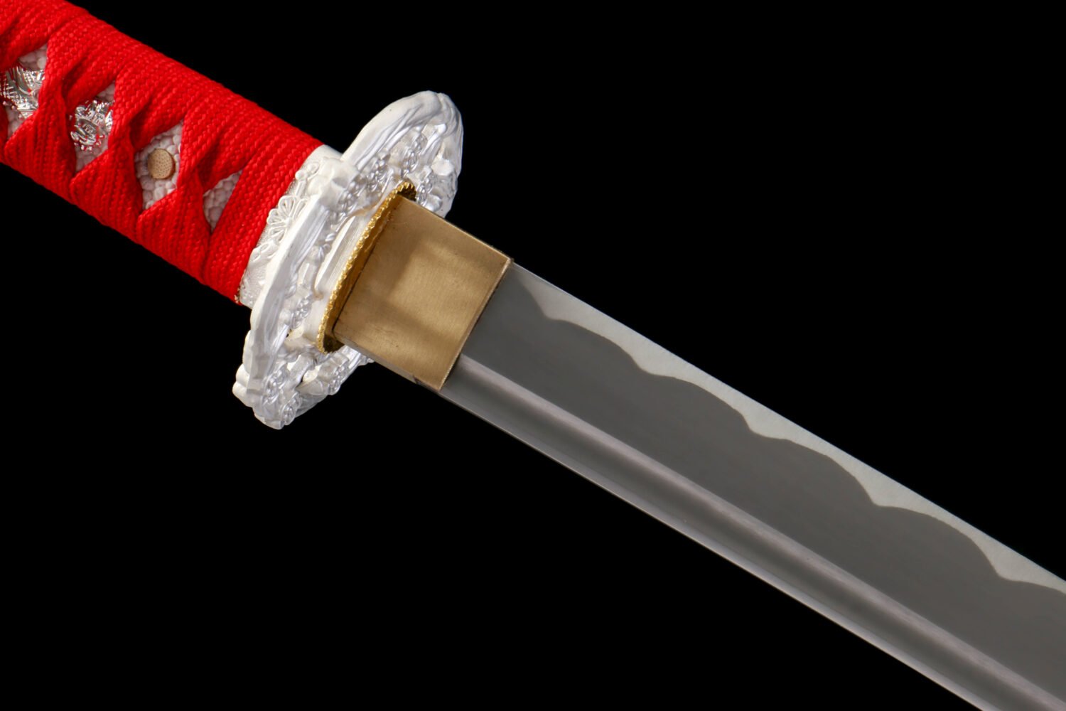 IMG_5929 1065 steel - pure hand-forged samurai sword - iron equipment - green leather sheath - red thread