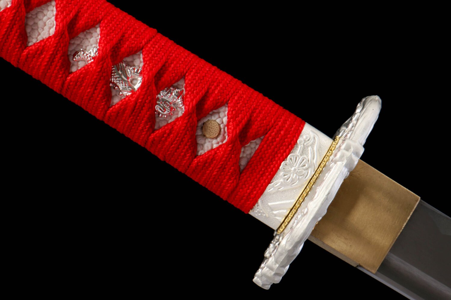 IMG_5930 1065 steel - pure hand-forged samurai sword - iron equipment - green leather sheath - red thread