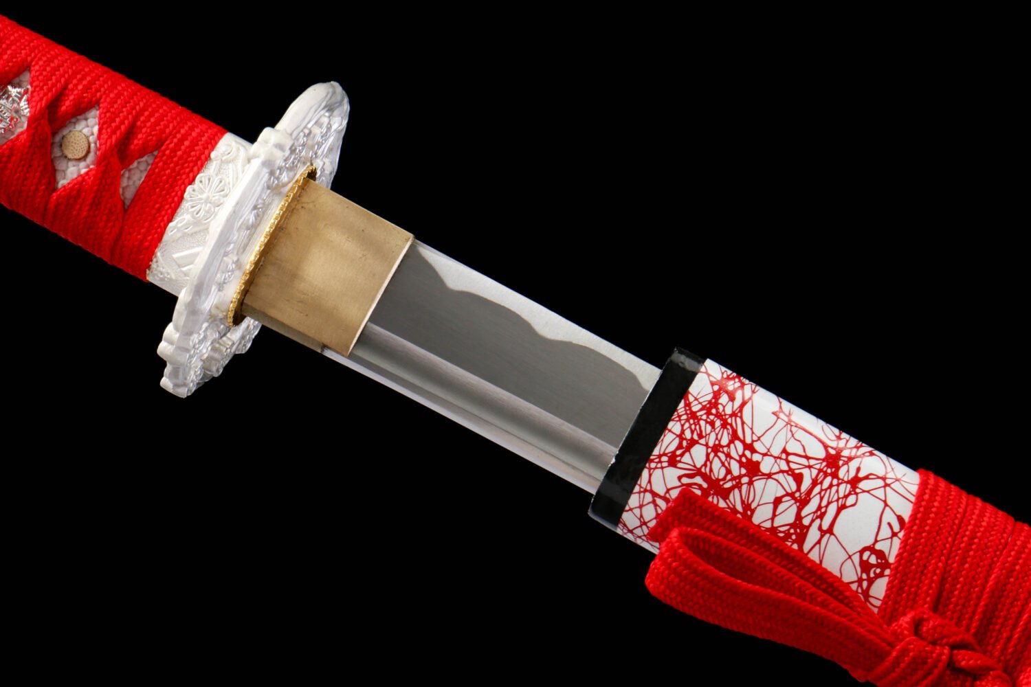 IMG_5937 1065 steel - pure hand-forged samurai sword - iron equipment - green leather sheath - red thread