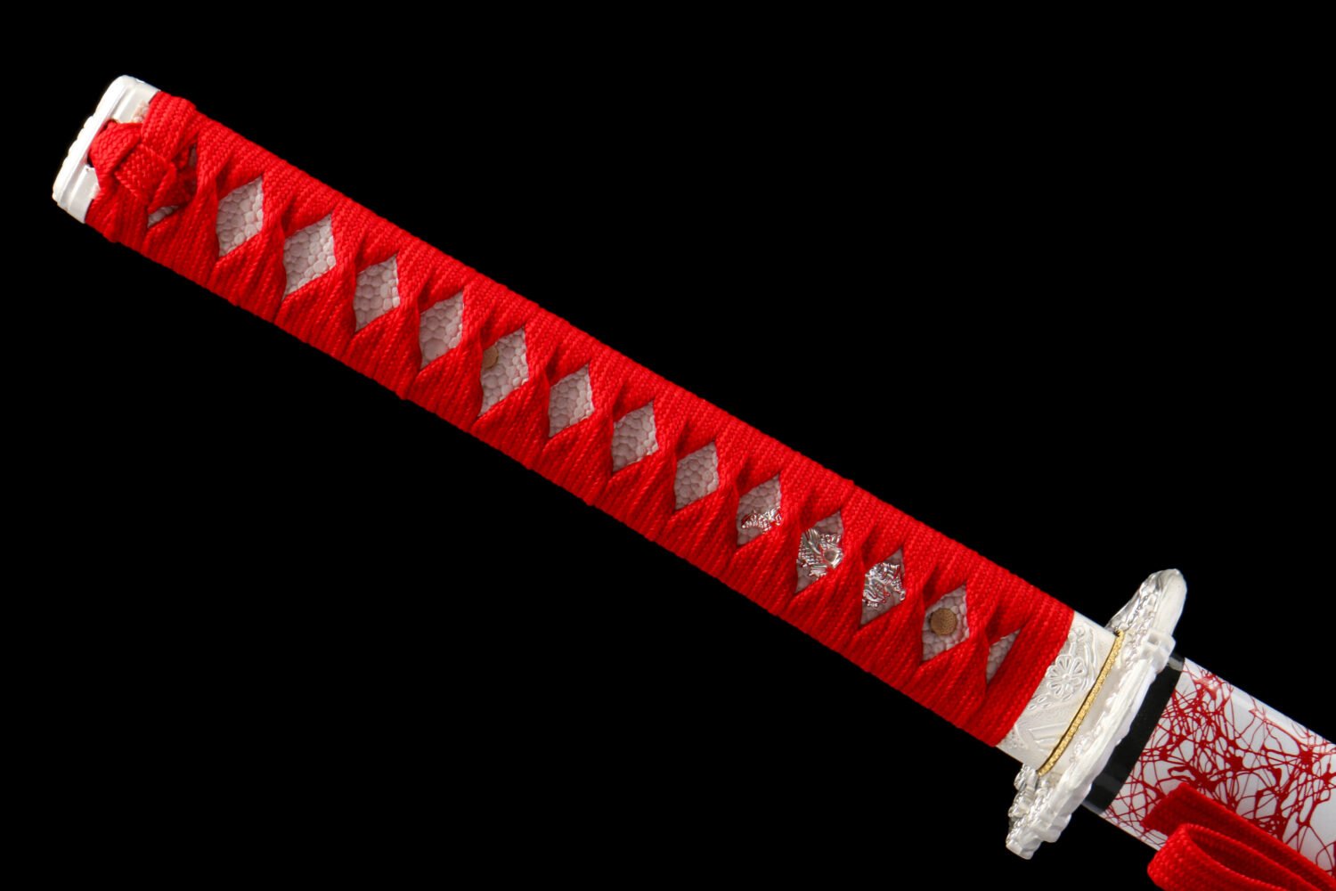 IMG_5938 1065 steel - pure hand-forged samurai sword - iron equipment - green leather sheath - red thread