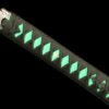 IMG_6002 1065 steel - pure hand-forged samurai sword - green leather sheath - zinc alloy fittings - blue silk