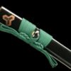 IMG_6009 1065 steel - pure hand-forged samurai sword - green leather sheath - zinc alloy fittings - blue silk