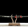IMG_6016 1065 steel - pure hand-forged samurai sword - green leather sheath - zinc alloy fittings - roasted black - red flame