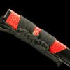 IMG_6082 1065 steel - pure hand-forged samurai sword - green leather sheath - zinc alloy fittings - roasted black - red flame